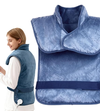 Heating Pad for Neck and Shoulders, Back Pain Relief, Electric Heating Pads with 6 Heat Levels & 4 Time Settings, Auto Shut-Off, Gift for Mom and Dad (Blue)