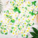 Hoteam 24 Counts Yellow White Hawaiian Leis Necklace Tropical Flower Lei Floral Luau Party Decorations Hawaiian Flower Luau Necklaces Hula Dance Garland Headbands for Beach Birthday Wedding Party