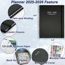 Monthly Planner 2025-2026 (7.4'' x 9.6''), 18 Months Calendar Planner from Jul 2025-Dec 2026, 2025 Agenda with Pocket, 120GSM Paper, Black