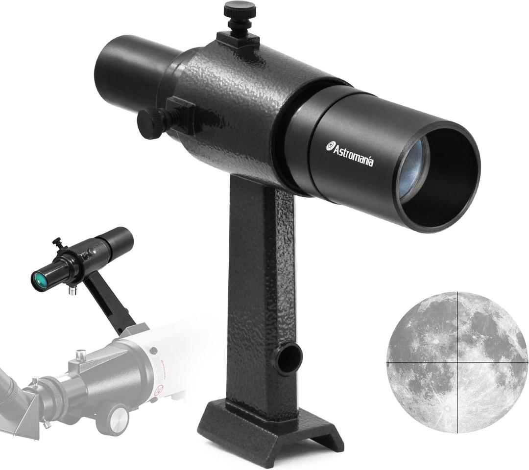 Astromania Finder Scope, 6x30 Straight-Through Correct Image Optical Finderscope for Astronomy Telescope with Crosshair and Bracket, Fully Multi-Coated Telescope Finder - Upright & Non-Reversed Image