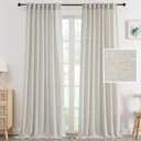 H.VERSAILTEX Linen Curtains 96 Inch Length 2 Panels Set, Soft Thick Window Drapes Semi Sheer Light Filtering Rod Pocket Back Tab, Pinch Pleated Treatments Neutral Farmhouse Living Room, 52x96-Pale Oak