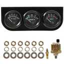 AUTOXBERT 2" 52mm Triple Gauge Set (Oil Pressure +Water Temp + Voltmeter) 3in1 Car Meter Auto Gauge Cluster Kit Dashboard with Black Console for 12V Cars