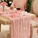 6 Pack Dusty Pink Table Runner Graduation Cheesecloth120 Inch Boho Rustic Gauze 10 FT Cheese Cloth Table Runners Decorations for Mother's Day Birthday Baby Shower Wedding Holiday Home Party Decor