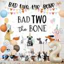 Bad Two The Bone Party Decorations, Dog 2nd Birthday Party Decorations Backdrop Banner Cake Cupcake Toppers Paw Print Balloons for Bad 2 The Bone 2 Year Old Puppy Themed Birthday Party