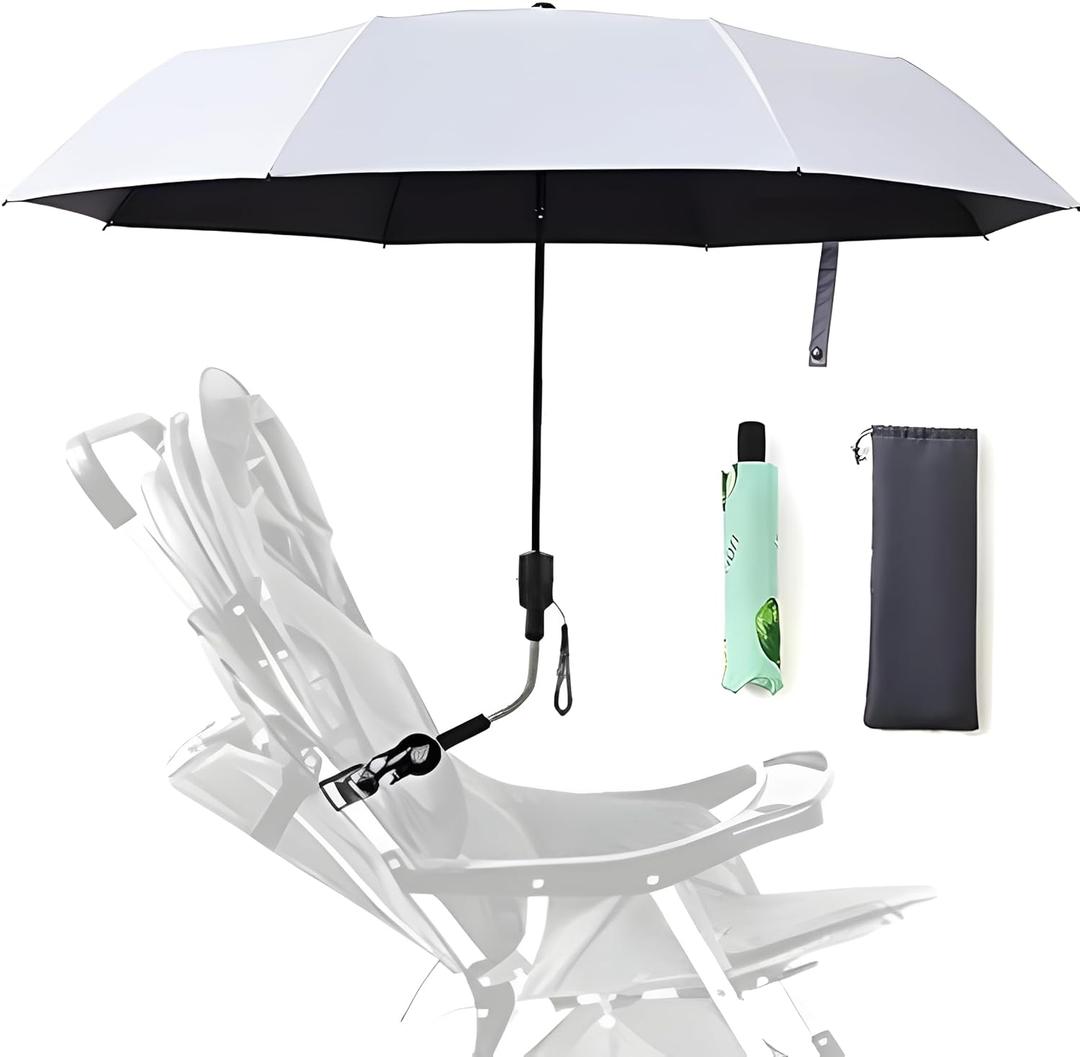 Universal Baby Stroller Sun Protection Parasol, with Umbrella Clip Fixing Device, UPF 90+ UV Protect Pushchair Sun Parasol (Silver)