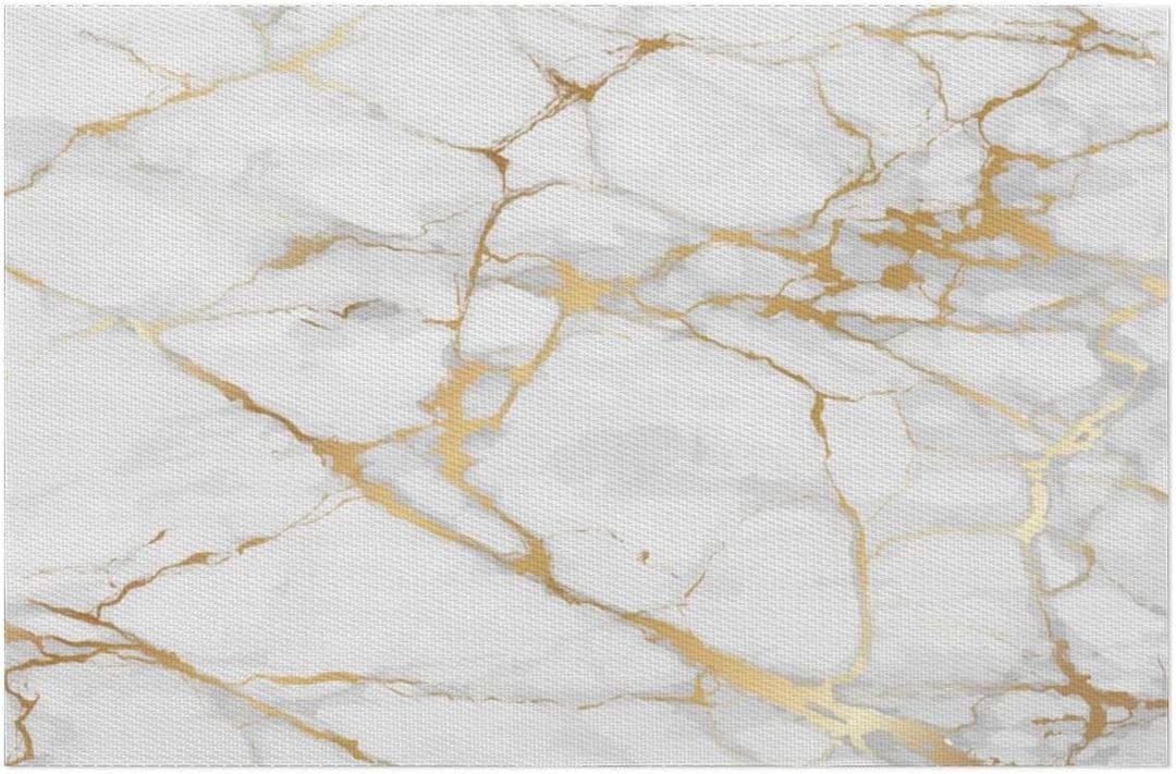 PVC Placemats Set of 4 White Gold Marble Wipeable Table Mats Washable Heat Resistant Non Slip Vinyl Dining Table Mat for Kithen Indoor Outdoor Patio Farmhouse Place Mats Decorative (A:multi 22)