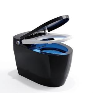 Homary Black Smart Toilet with Built-In Bidet, Auto Open Close, One Piece Bidet Toilet Auto Flush Heated Seat Tankless Toilet LED Display Foot Sensor