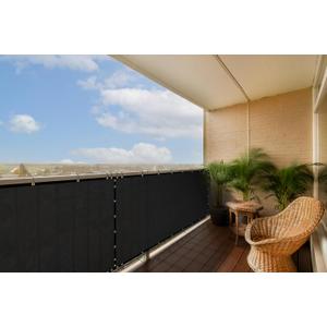 ColourTree 3' x 10' Black Balcony Privacy Screen - Apartment Porch Railing Patio Fence Windscreen Fabric Cloth - Commercial Grade 170 GSM - (We Make Custom Size)