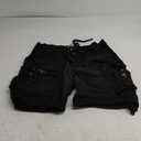 FOURSTEEDS Women's Cotton Loose Fit Zipper Multi-Pockets Twill Bermuda Drawstring Women Cargo Shorts (10, Black)