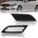 Front Fender LED Side Marker Lights for 2012-2014 Mer-cedes Ben-z W204 LCI C250 C300 C350 C-Class, Smoked Lens Side Bumper Marker Lamps, White LED Side Markers Turn Signal Lights, 2 PCS