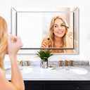 Pregaspor Wall Mirror for Bathroom, 24" x 36" Rectangular Frameless Vanity Mirror, Polished Beveled for Over Sink