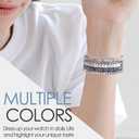 MOFREE Beaded Bracelet Compatible with Apple Watch Band 38mm/40mm/41mm/42mm, Fashion Elastic Stretch Women Bands for iWatch Series 11/10/9/8/7/SE/6/5/4/3/2/1 iPhone Watch Strap Bands (Blue/Silver)