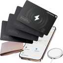 Ultrbeka Rechargeable Wallet Tracker Card IP68 Waterproof Bluetooth Tracker for Wallets, Passport, Work with Apple Find My, iOS Only [Apple MFi Certified]- 4pcs / 1* Wireless Charger