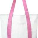 Reginary 1 Piece Canvas Tote Bags Bulk with Outer Pocket 18 Inch Reusable Shopping Grocery Blank Tote Bag for Women Mother DIY (Pink)