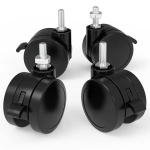 JOY worker Lockable Stem Caster Wheels Set of 4, Metric M8 Nylon Threaded Swivel Caster, 2.5 Inch Stem Casters Replacement for Standing Desk & Mobile Desk, Each Load Capacity 110lbs, Black