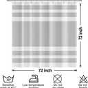 White Grey Shower Curtain for Bathroom 72x72inches Boho Gray and White Striped Waffle Shower Curtain Set with Hooks Bohemia Geometric Decor Waterproof Fabric Shower Curtain