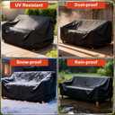 LBTING Patio Loveseat Cover, Outdoor Sofa 2-Seater Couch Covers 53W x 32D x 30H Inches, 420D Waterproof Windproof Dust-proof UV-Resistant Furniture Bench Cover - Black