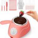 8.45oz Melting Fondue Pot, MINI Electric Chocolate Melting Set, Chocolate Fondue Fountain, Warmer Machine for Milk Chocolate, Cheese, Butter, Candy, Pink