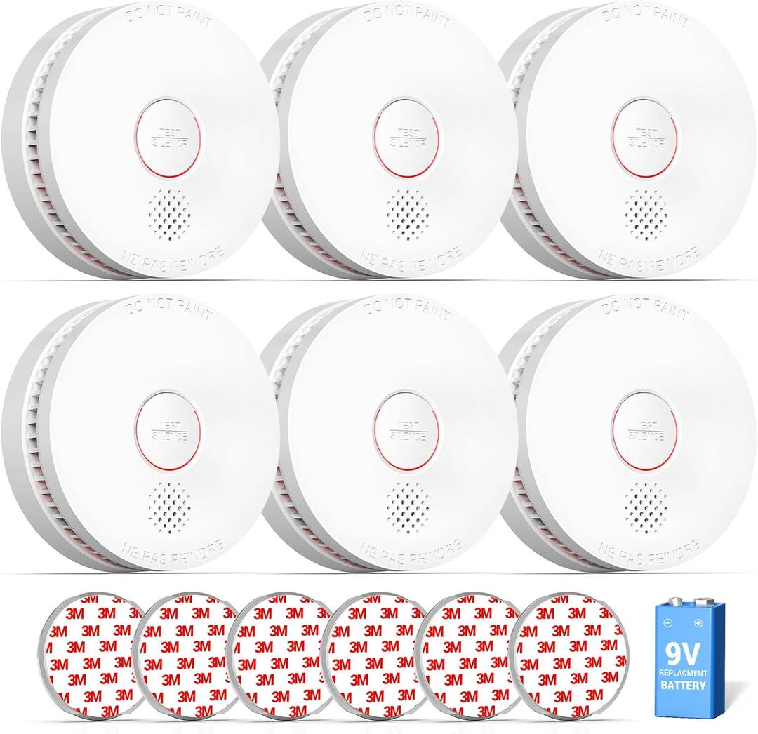 SITERWELL Smoke Detector, 10 Year Product Life Fire Alarm with Magnetic Fastening Kit, Smoke Alarm with Photoelectric Sensor and Low Battery Warning Function for House, UL217-10th Listed,GS509A, Pack of 6