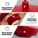 Red Pendant Light, Industrial Metal Pendant Light Fixtures, 3-Layer Shade Design, 13.8-inch Dome, Red Finish, Kitchen Light Fixtures for Dining Table