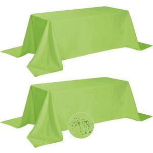 Fokitut 2 Pack Waterproof Rectangle Tablecloth, 90x132 Inch,Stain Resistant and Wrinkle Polyester Table Cloth, Fabric Table Cover for Kitchen Dining, Wedding, Party, Holiday Dinner-Apple Green