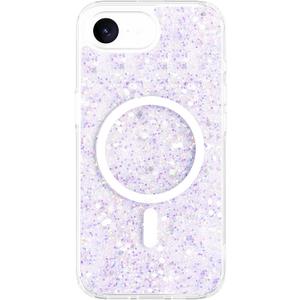 for iPhone 16e Case, Clear Glitter MagSafe Compatible, Cute Bling Sparkly Girly Case for iPhone 16e, Magnetic Protective Phone Cover, Purple Glitter, Cetus