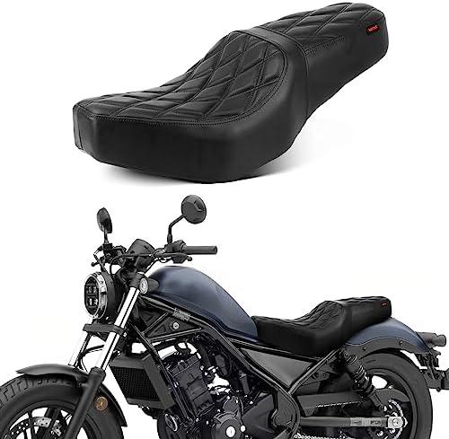 VASTMT One-Piece Driver and Passenger Seat with Diamond Pattern Stitching Compatible with Rebel 300 Rebel 500 CMX 300 CMX 500 2017-2025
