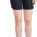 Women's Curvy Fit Exposed Button Cuffed Shorts, Medium Blue, 10 (Black)