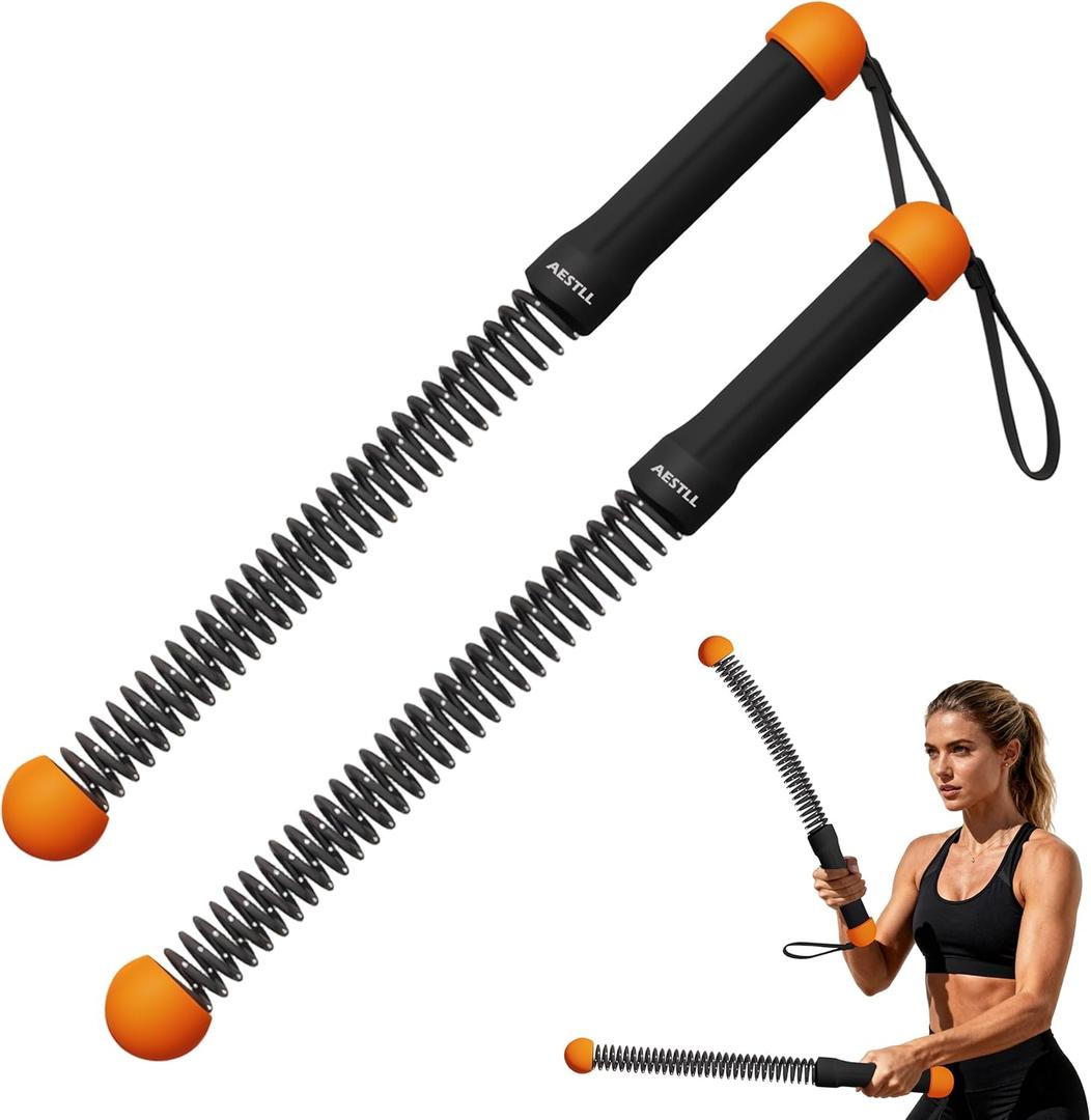 Ropeless Battle Ropes Weighted  2 Pack Portable Cordless Battle Ropes for HIIT & Cardio Full-Body Workout Tool with Non-Slip Spiral Handles, Travel-Friendly Home Gym Equipment for Women & Men (Black & Amber)