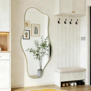 Irregular Wall Mirror, 54.5"x24" Asymmetrical Tempered Glass Mirror, Large Organic Shape Frameless Mirrors for Living Room Bedroom Hallway Entryway, Horizontal or Vertical Hanging