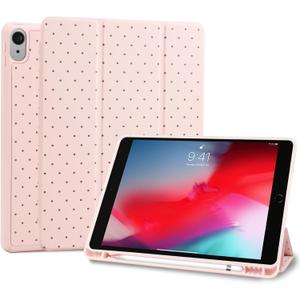 Fycyko Compatible with iPad (A16) 11th Generation 11 Inch 2025 Case, Slim Stand Cover for iPad 10th 10.9 Inch 2022 with Pencil Holder, Cute Polka Dot Aesthetics Design Protective Cover-Pink