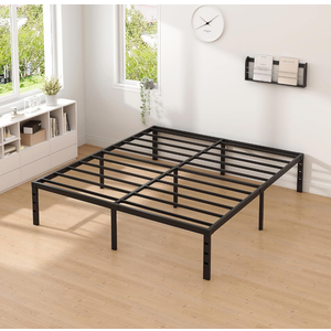 King Size Bed Frame 14 Inch Heavy Duty Metal Platform Bed Mattress Foundation Support No Box Spring Need, Black