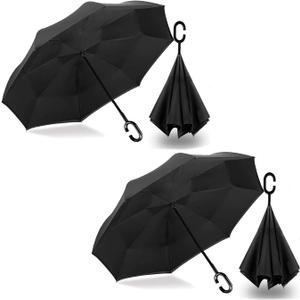 MRTLLOA 40/49/56 Inch Oversize Windproof Inverted Reverse Upside Down Umbrella, Golf Size Rain Umbrella, Double Layer, C-Shaped Handle for Men, Women and Kids