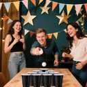200 Pack Plastic Cups, 16 oz Black Disposable Cups, Stackable Beverage Plastic Cup Bulk for Party, Heavy Duty Drinking Party Cup for Wedding Birthday Picnic (Black)