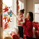 2 Pack Chinese New Year Decorations 2026, Lunar New Year of The Horse Static Window Stickers, 5D Visual Effect Flat Decals (Not 3D), 7040cm Spring Festival Window Cling for Glass & Home