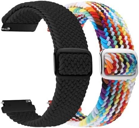 2 Pack Quick Release Braided Bands - 18mm 19mm 20mm 22mm 24mm Solo Loop Adjustable Soft Band for Women Men
