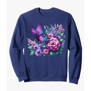Floral Spring Flower Butterfly Women Sweatshirt size M
