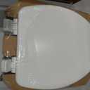 Mayfair Linden Slow Close Toilet Seat, Non Slip Heavy Duty Wood, Easy Install, Elongated, White