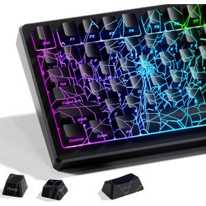 HITIME x XVX Spider Web Keycaps 60 75 100 Percent - Shine Through Keycaps w/IMD Tech, for Mechanical Keyboards, Full 118 Key Set, OEM Profile, Lines Backlit, Side Printed - Black