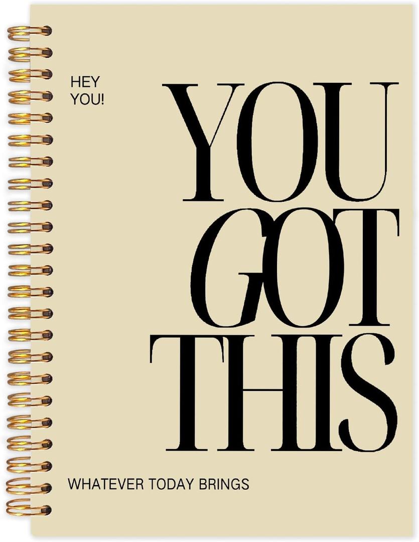 Yhtrg You Got This Inspirational Notebooks Journal, Brown Motivational Spiral Journal Notebook for Women, Brown Motivational Positive Notebooks for Office School Supplies, 5.5x8.3 Inch
