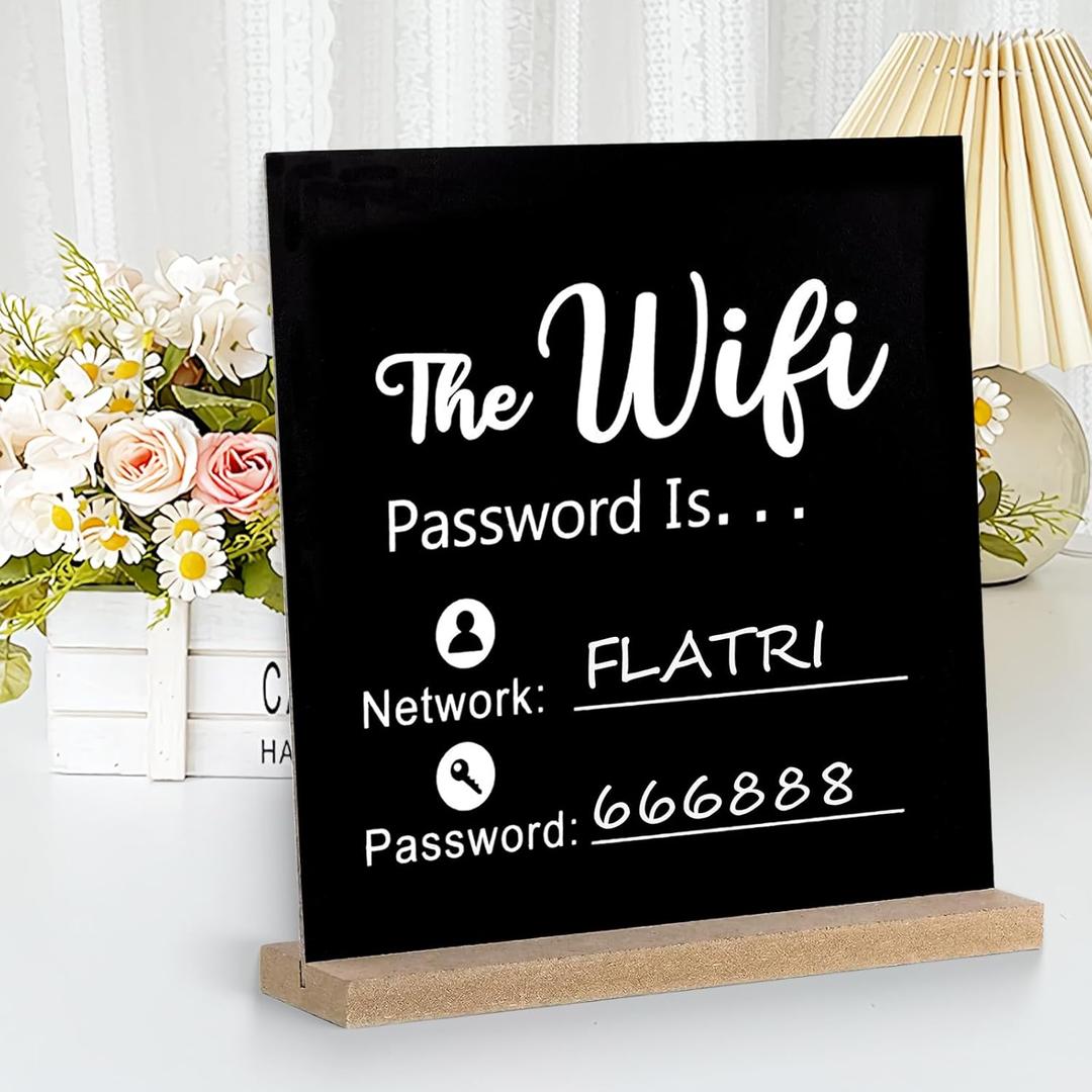 Wifi Sign, Wooden Wifi Sign for Guests for Restaurant Supermarket Office Home Bar Coffee, 8.46 * 8.46 Inch Wifi Password Signs for Home Essentials