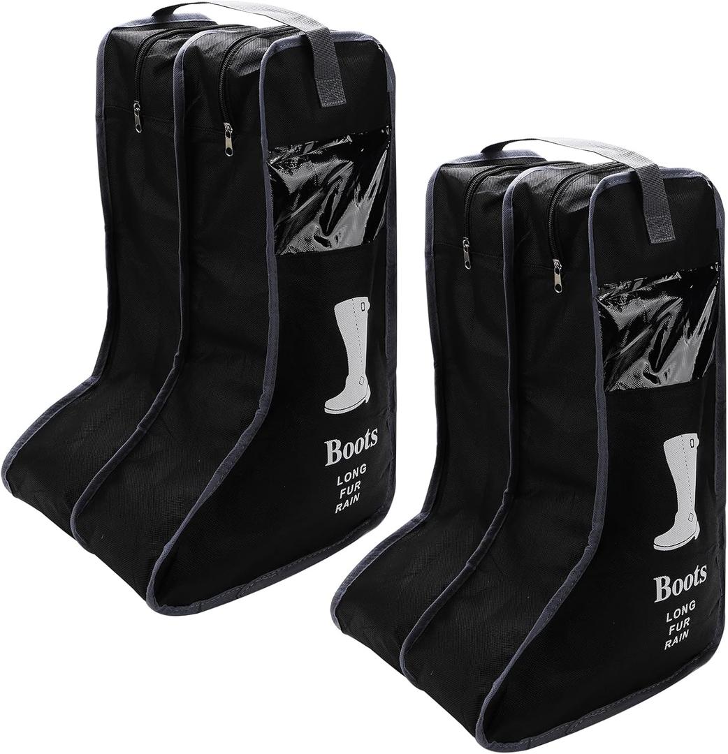 Portable 2 Pack Boots Storage,Tall Boots Storage/Protector Bag, Boots Cover (Black)