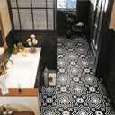 MORCART 20Pcs Peel and Stick Floor Tile, 7.87"x 7.87" Vinyl Flooring, Removable DIY Self Adhesive Flooring for Bathroom Kitchen Fireplace Stairs Bedrooms Wall Pantry Room Waterproof Black