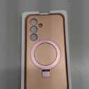 Designed for Samsung Galaxy S24 Case with Magnetic Ring Stand [Compatible with Mag-Safe][Military Grade Drop Protection][Build in Kickstand] Shockproof Galaxy S24 Phone Case 6.2",Rose Gold