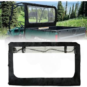 QYMOTO Polaris Ranger 500 Rear Windshield with Zipper Window,All-Weather Protection Soft Ranger 570 Full Size Rear Window Doors for Polaris Ranger 500 700 700 Crew Round Bar ROPS (2 Seaters & Crew)