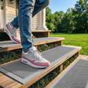 Stairs Treads for Wooden Non Slip Step Outdoor Mat Gray 8"x30" 5PCS | PVC Rubber-Like Stair Treads Self Draining Carpeted Stair Covers, Duty Resistant Exterior Mat for Wood Stairs Fast Water Flow