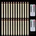 Homemory 24 Pcs Flameless Taper Candles with Remote, Timer, Dimmer, Plastic Battery Operated CandleSticks, Ivory Led Window Candles with Flickering Light, 9.6 Inches for Halloween Christmas Decoration