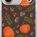 BESUC WICH Autumn Pumpkins Phone Case Compatible with iPhone 17 Pro Max, Fall Leaves Pine Cone Pattern Cover for iPhone 17 Pro Max, Cool TPU Bumper Phone Case