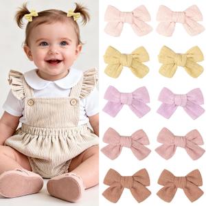 CLLOT Baby Bows for Girls,Fully Lined 2 Inches Pinky Hair Bows Ponytail Pigtail Bows with Alligator Clips Hair Accessories for Toddlers Infants Kids