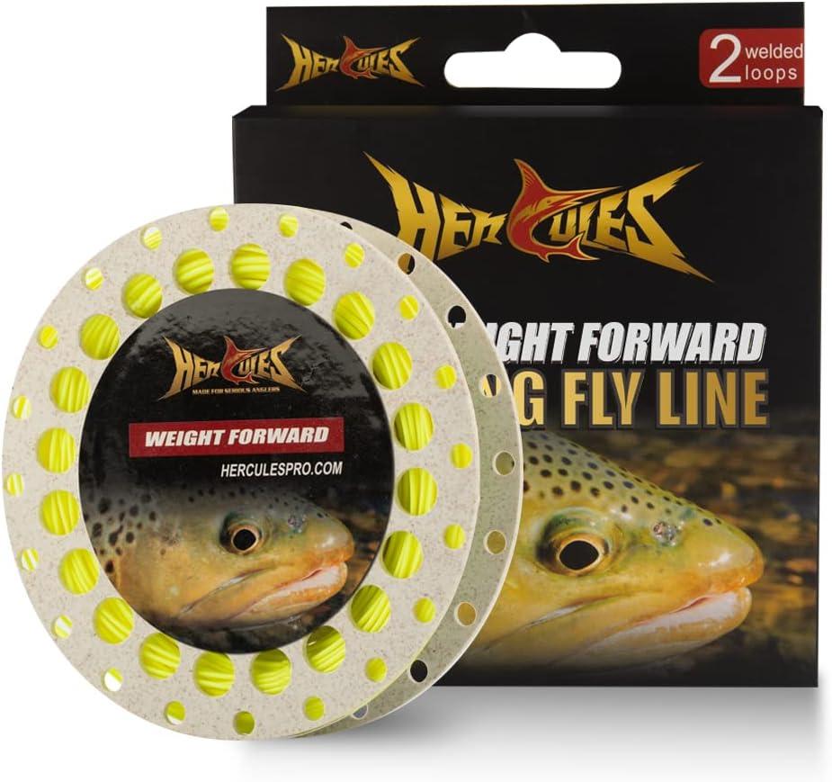HERCULES Fly Fishing Line Floating Weight Forward Fly Line with Double Welded Loop (WF3F 90FT, Yellow)